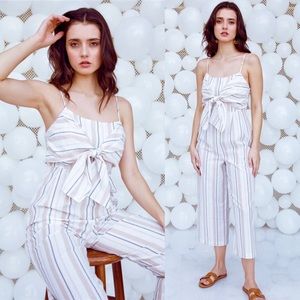 Ivory Knot Stripe Jumpsuit Romper
